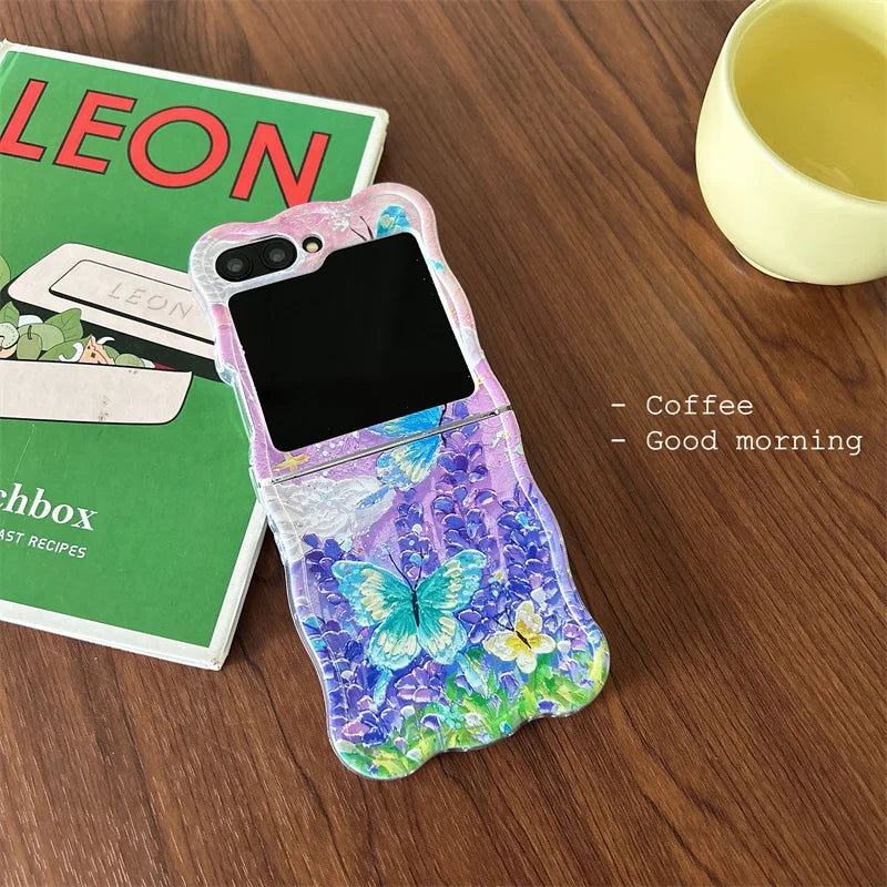 Cute Moon Butterfly Bracelet Phone Case for Samsung Galaxy Z Flip 4/5/6/7