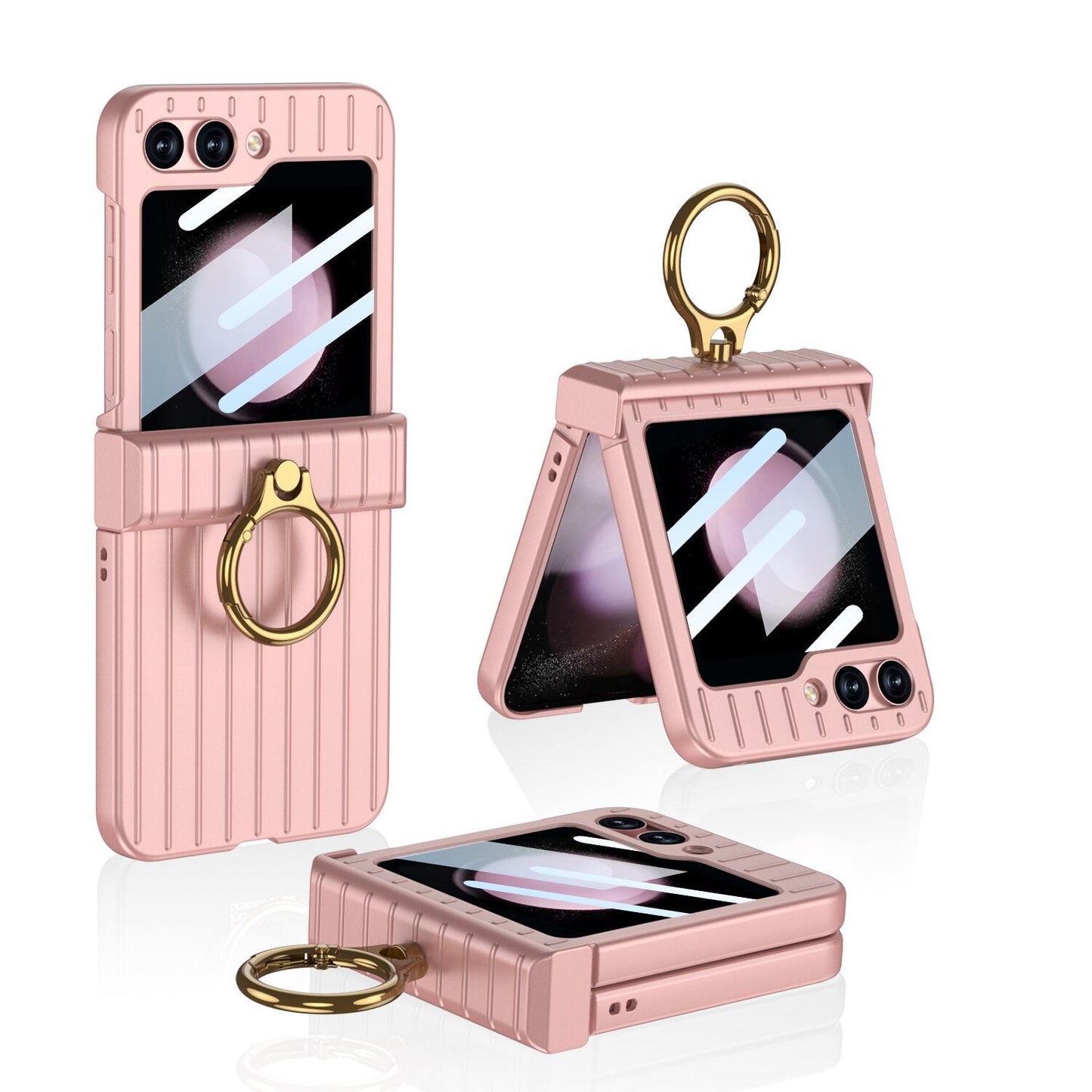Shockproof Case With Ring Bracket & Screen Protective For Samsung Galaxy Z Flip Series