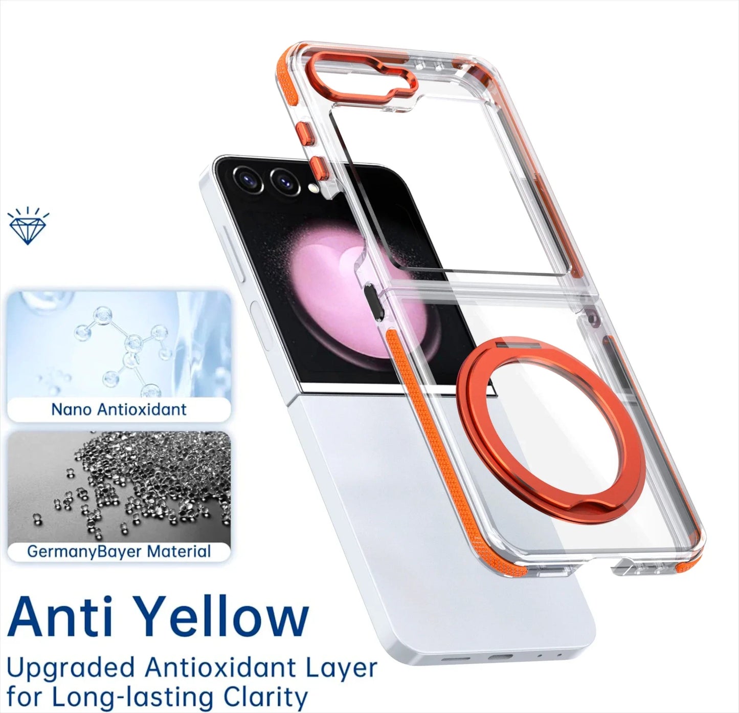 Transparent Shockproof Caase with Ring Holder for Samsung Galaxy Z Flip 7 & 6