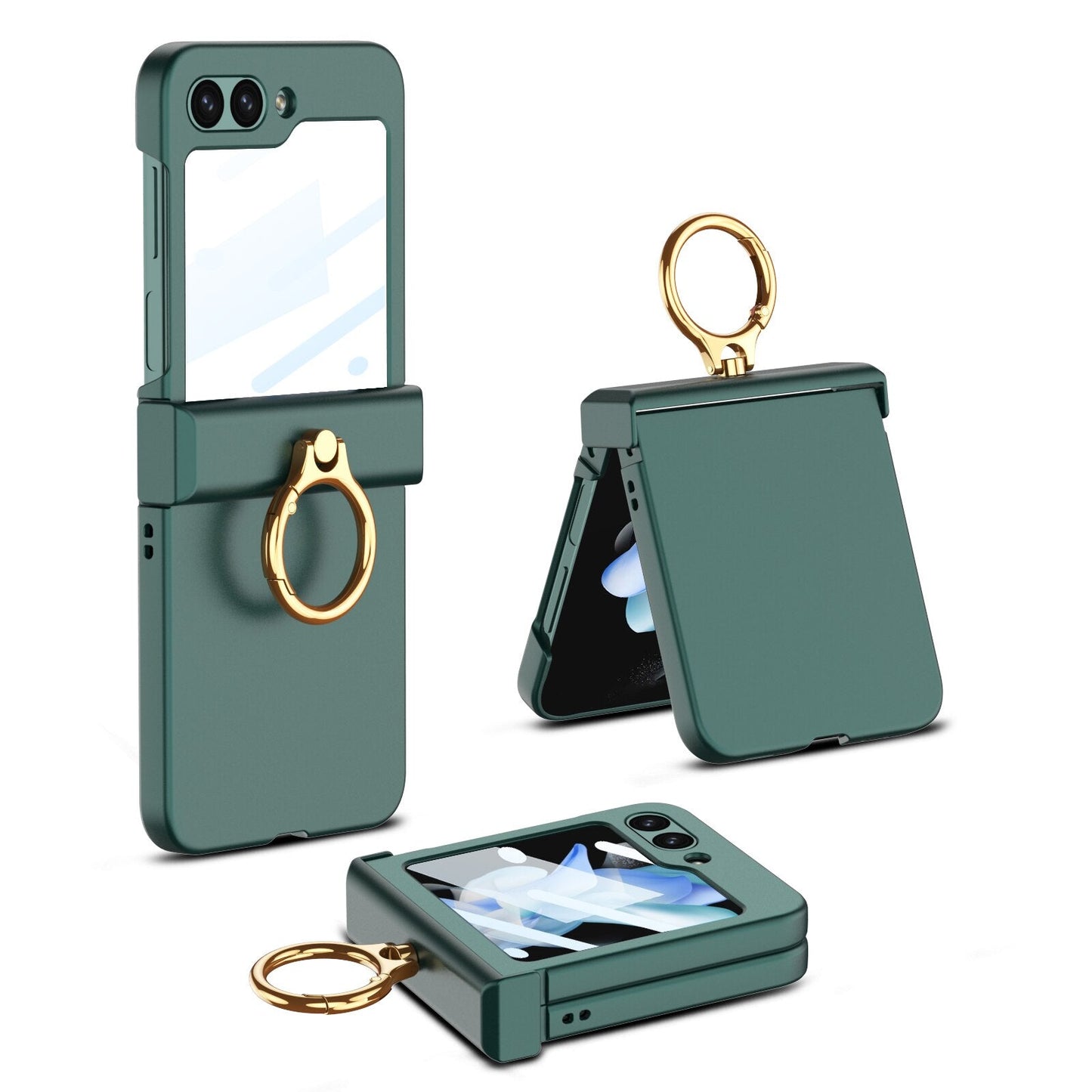 Ultra-thin Matte Case with Ring Bracket & Screen Protective For Samsung Galaxy Z Flip