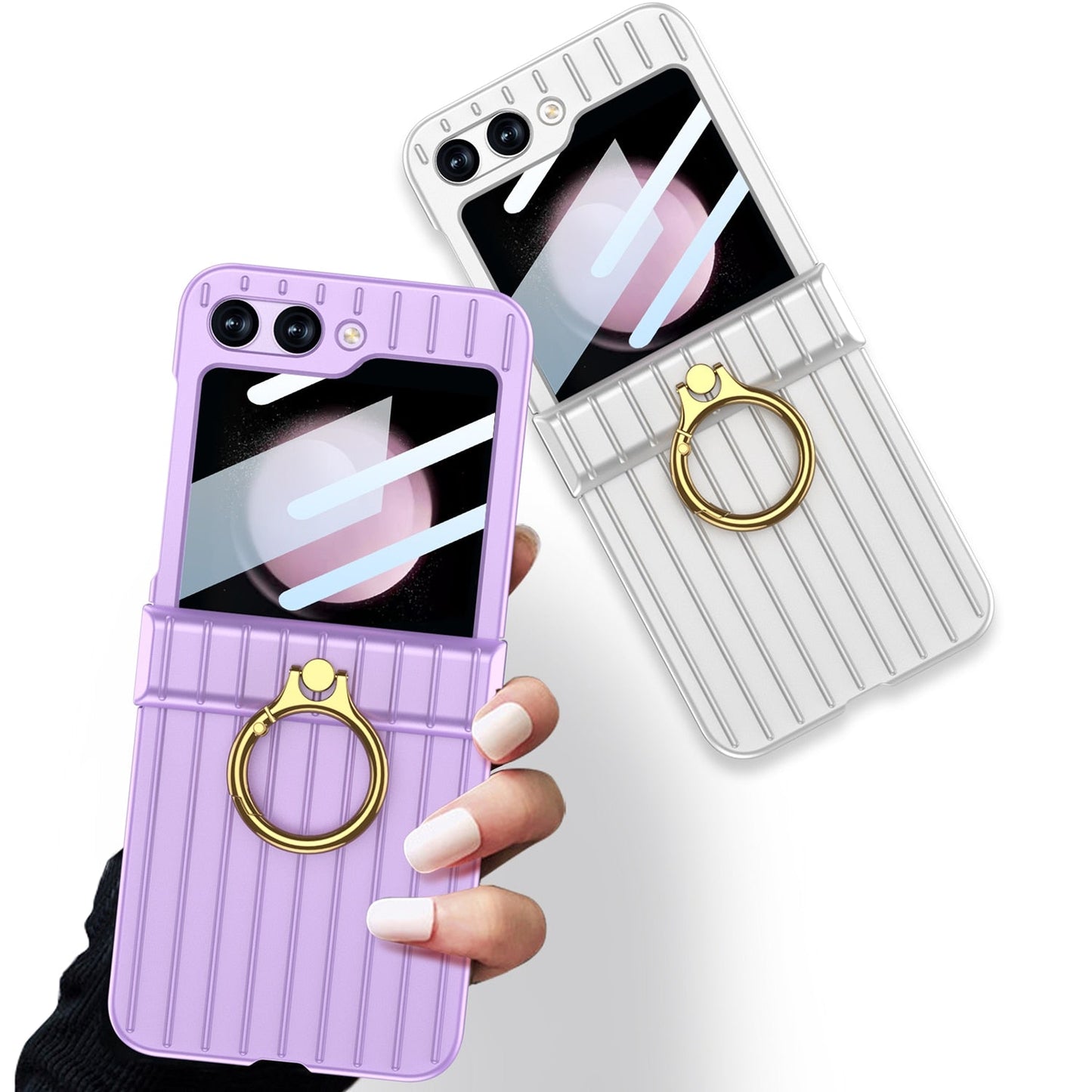 Shockproof Case With Ring Bracket & Screen Protective For Samsung Galaxy Z Flip Series
