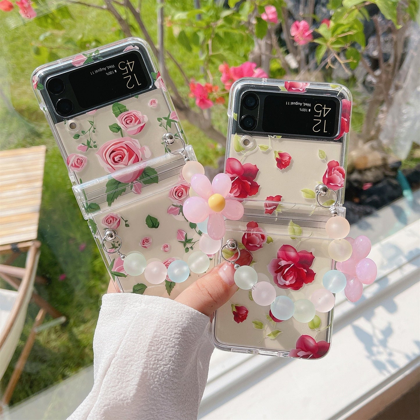 Cute Rose Flower Bracelet Case for Samsung Galaxy Z Flip Series