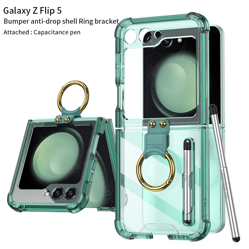 Transparent Shockproof Case with Ring holder for Samsung Galaxy Z Flip