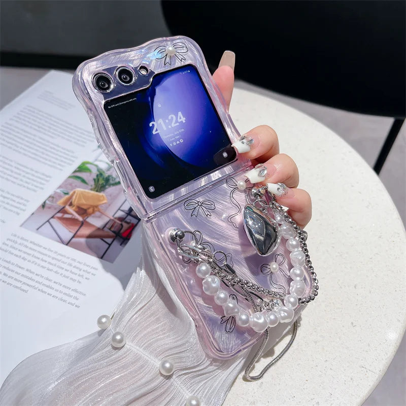 Cute Pearl Bow Case for Samsung Galaxy Z Flip 7 & 6