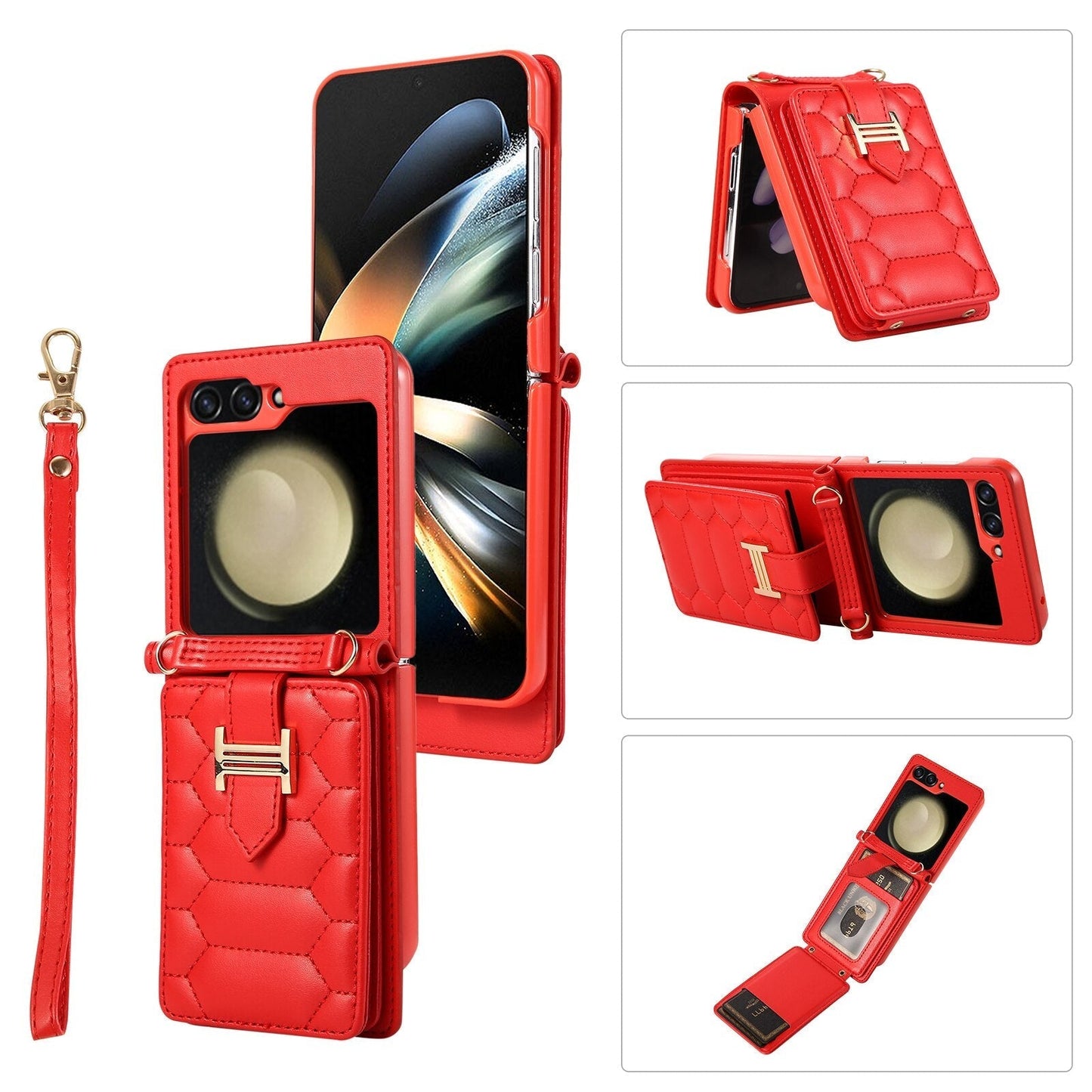 Luxury Crossbody Leather Case For Samsung Galaxy Z Flip