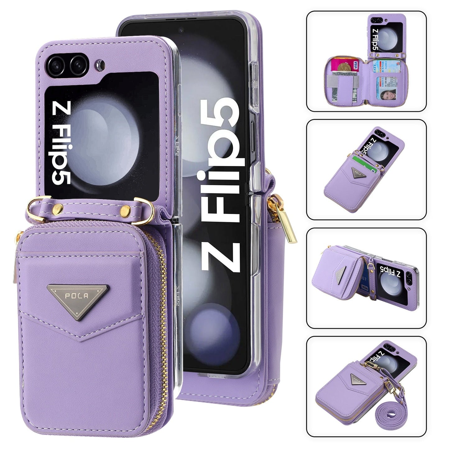 Leather Crossbody Wallet Case for Z Flip Series