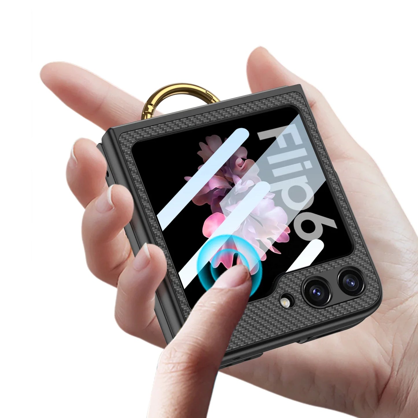Leather Case with Ring Holder for Samsung Galaxy Z Flip Series