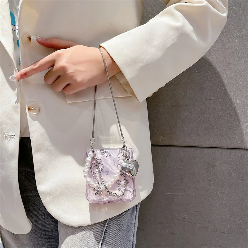 Cute Pearl Bow Case for Samsung Galaxy Z Flip 7 & 6