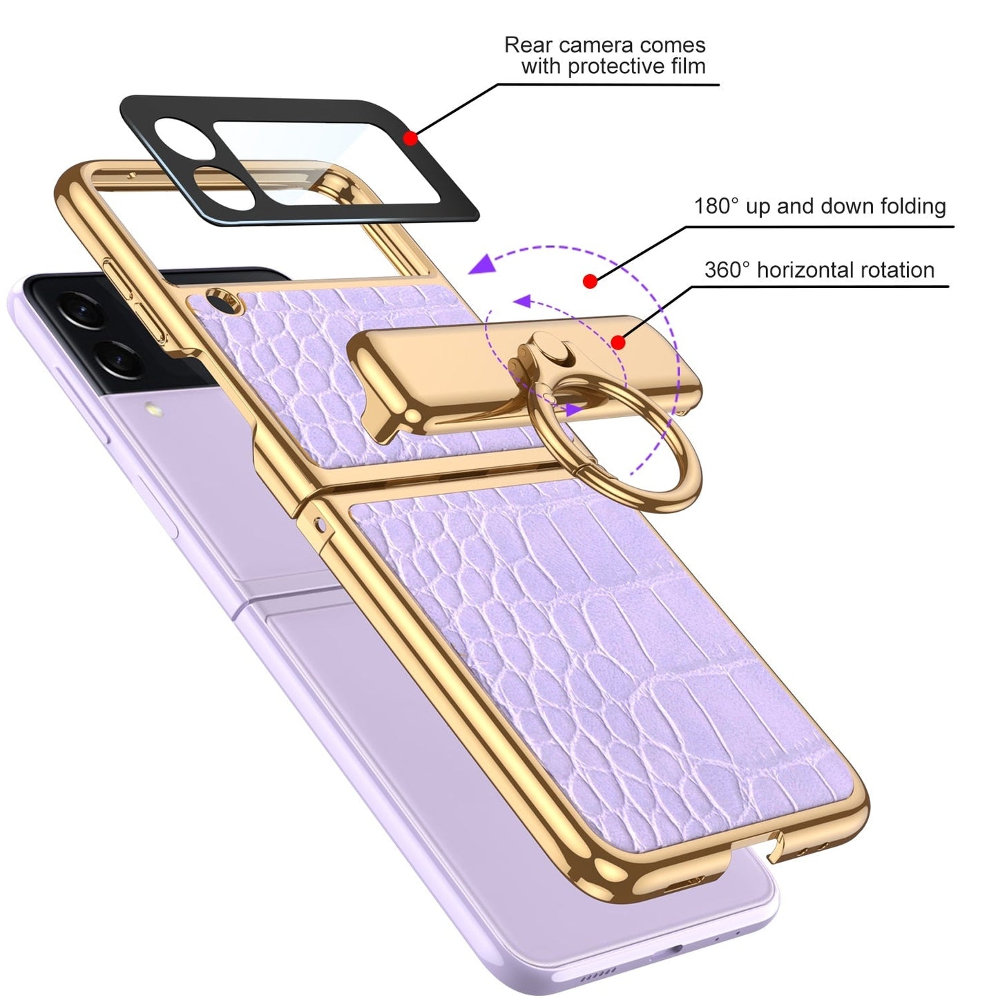 Magnetic Leather Case with Ring Holder For Samsung Galaxy Z Flip 4