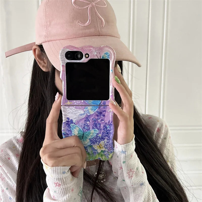 Cute Moon Butterfly Bracelet Phone Case for Samsung Galaxy Z Flip 4/5/6/7