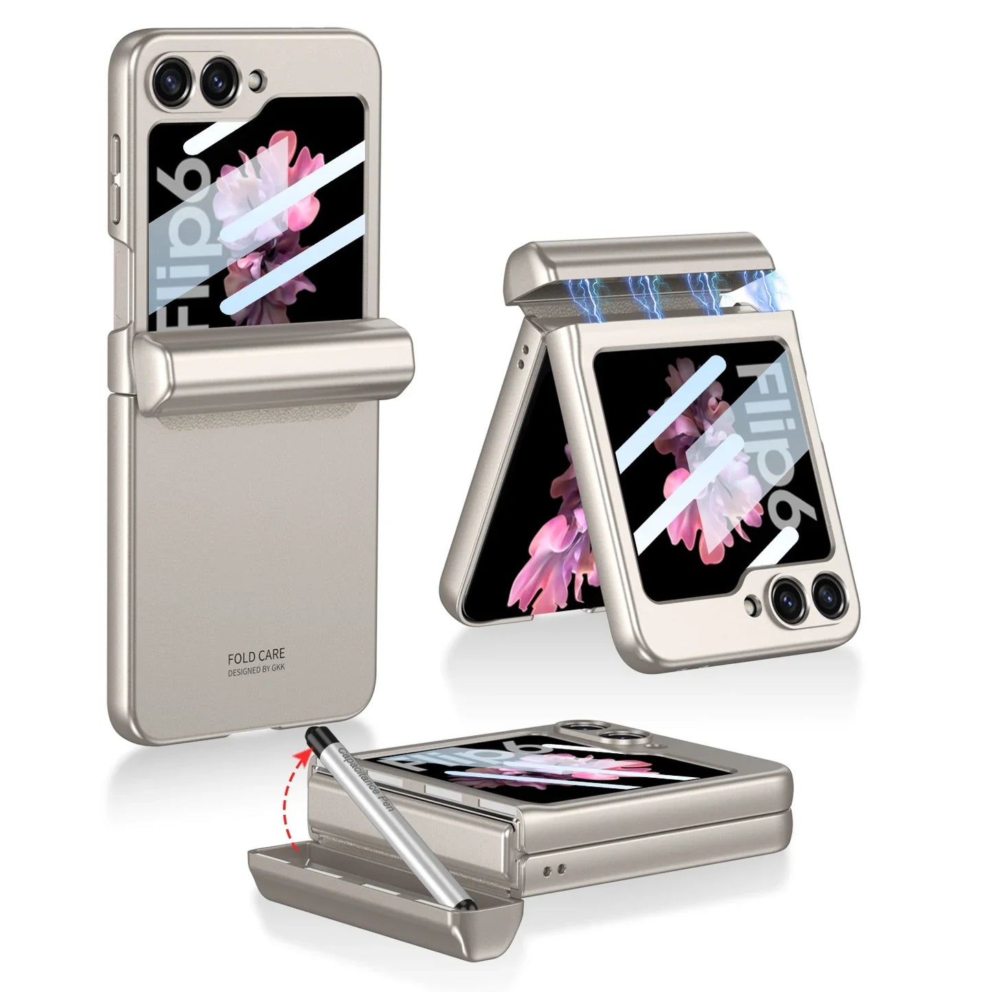 Shockproof Case with Magnetic Hinge Protection and Touch Pen for Samsung Galaxy Z Flip 7 & 6