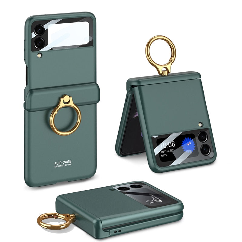 Armor Case with Ring Bracket Stand for Samsung Galaxy Z Flip Series (Magnetic Hinge Cover)