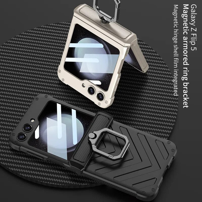 Magnetic Shockproof Case with Ring Holder For Galaxy Z Flip