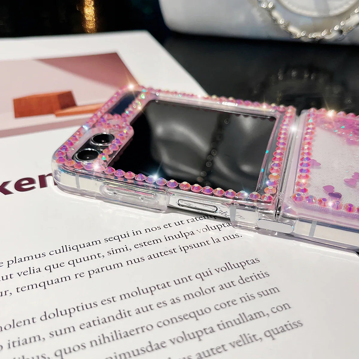 Cute Pearl Diamond Glitter Case for Samsung Galaxy Z Flip 4/5/6/7