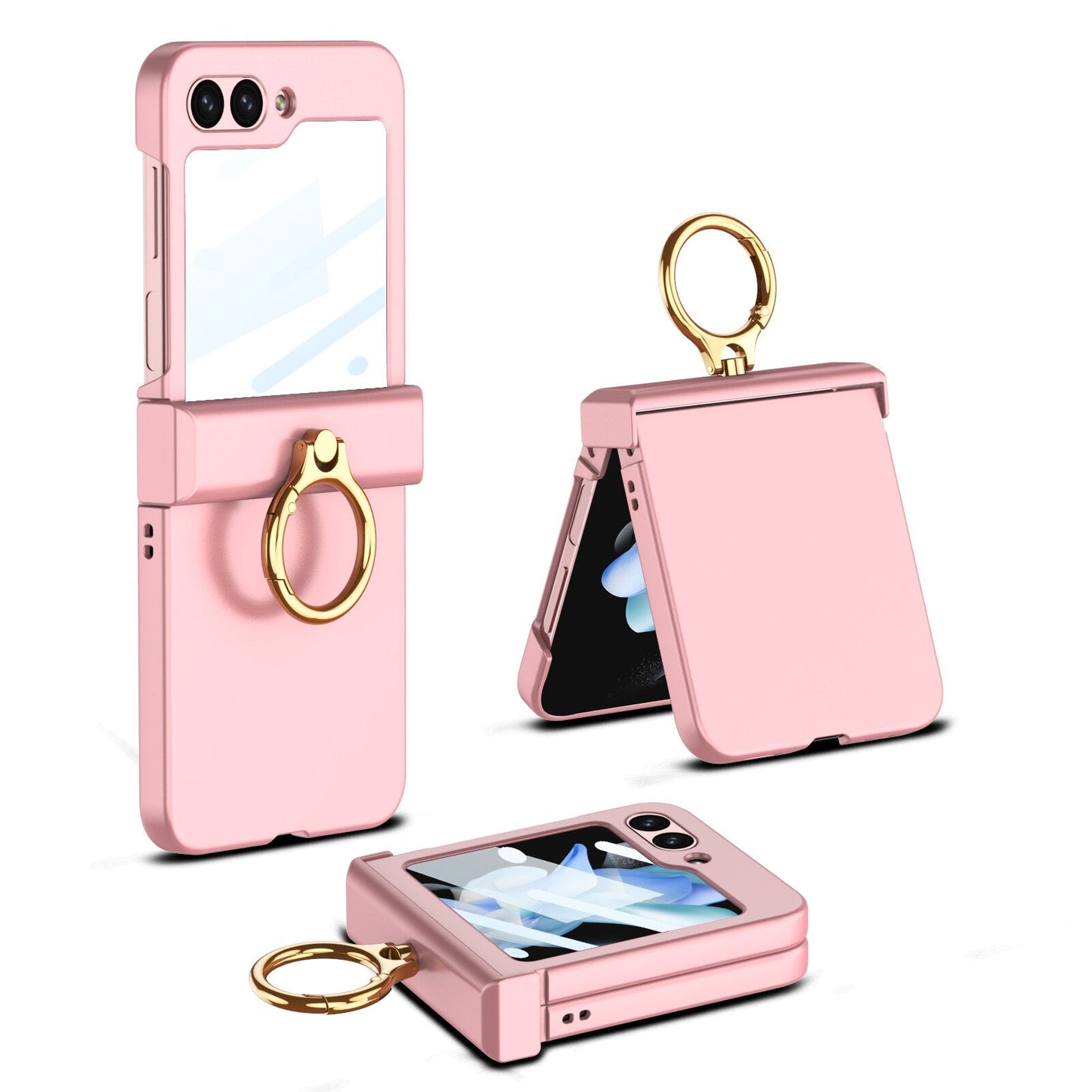 Ultra-thin Matte Case with Ring Bracket & Screen Protective For Samsung Galaxy Z Flip