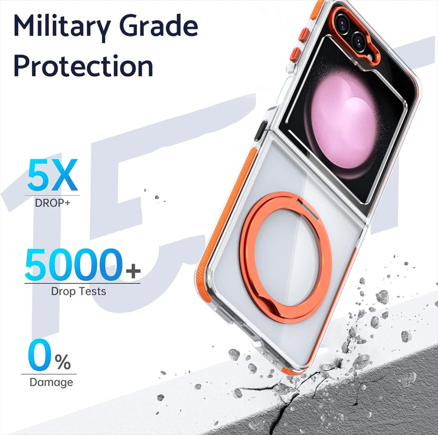 Transparent Shockproof Caase with Ring Holder for Samsung Galaxy Z Flip 7 & 6