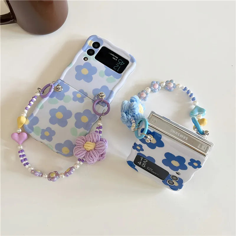 Cute Blue Flower Case for Samsung Galaxy Z Flip 7 & 6