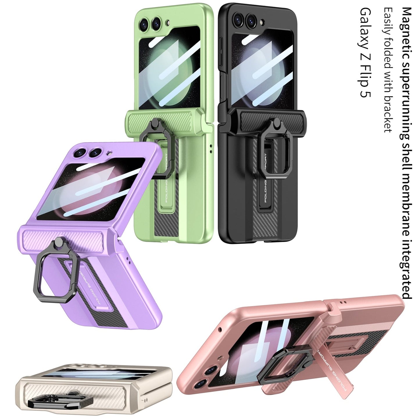 Armor Case with Ring Holder & Magnetic Hinge Protective For Samsung Galaxy Z Flip Series
