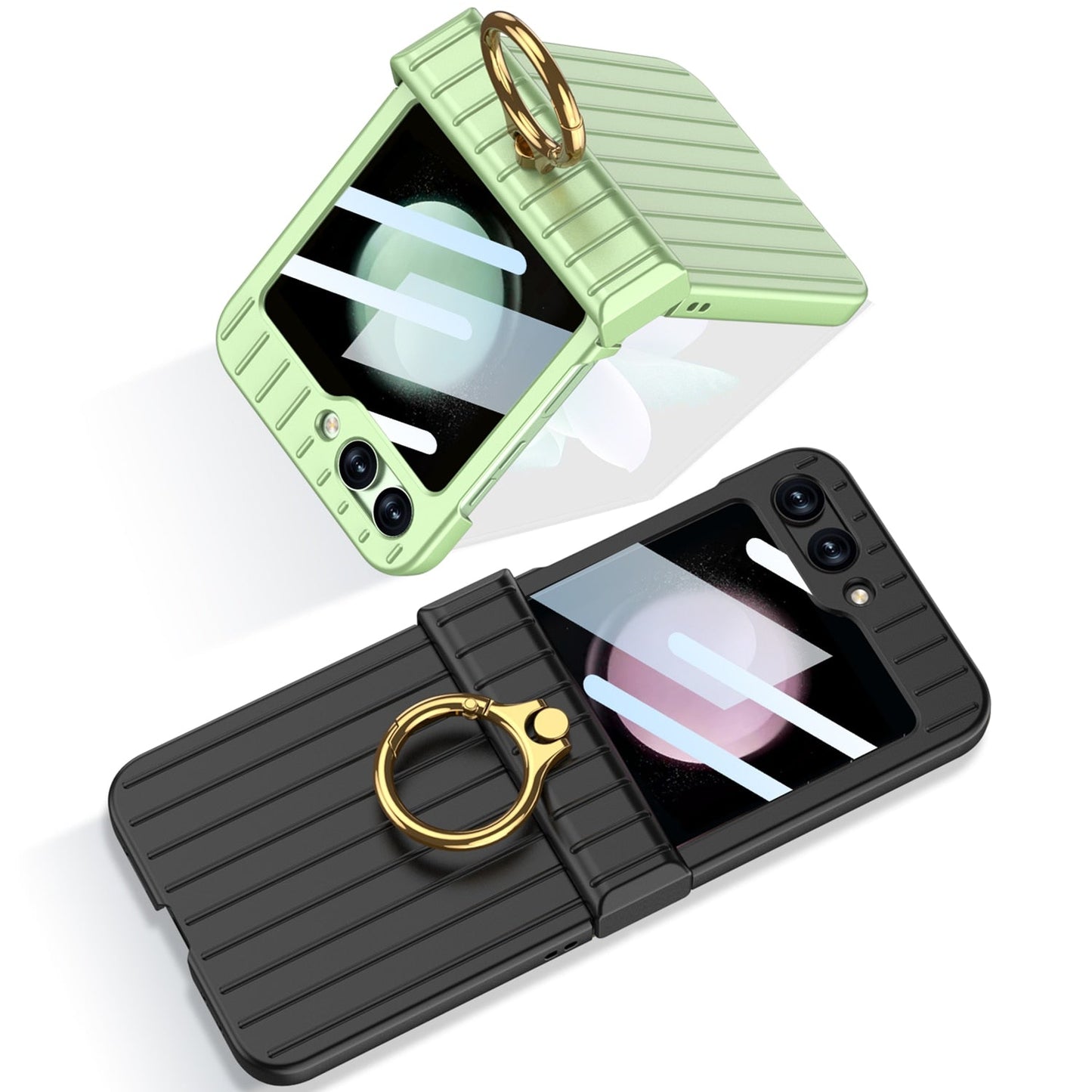 Shockproof Case With Ring Bracket & Screen Protective For Samsung Galaxy Z Flip Series