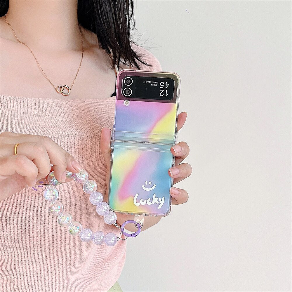 Happy Smile Clear Case with Bracelet For Samsung Galaxy Z Flip