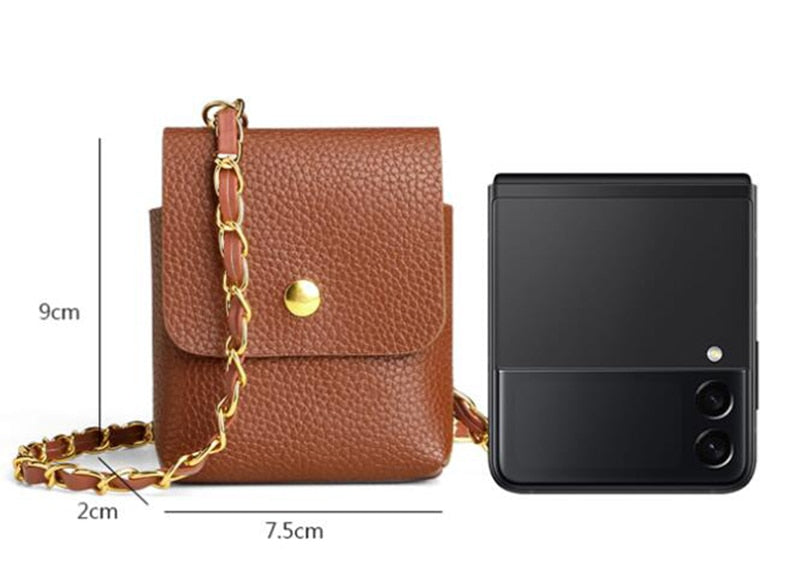 Crossbody Leather Mini Phone Bag For Samsung Galaxy Z Flip Series