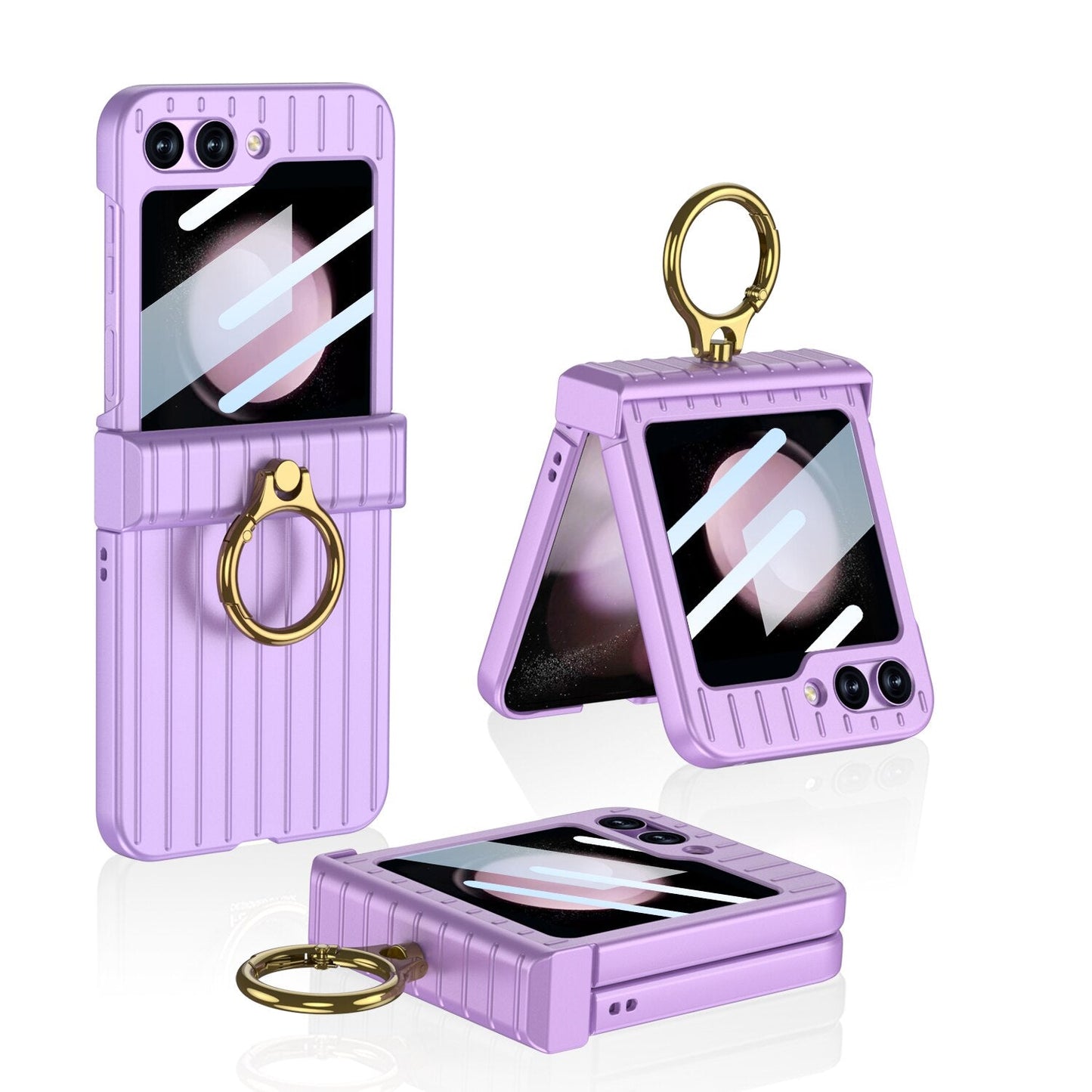 Shockproof Case With Ring Bracket & Screen Protective For Samsung Galaxy Z Flip Series