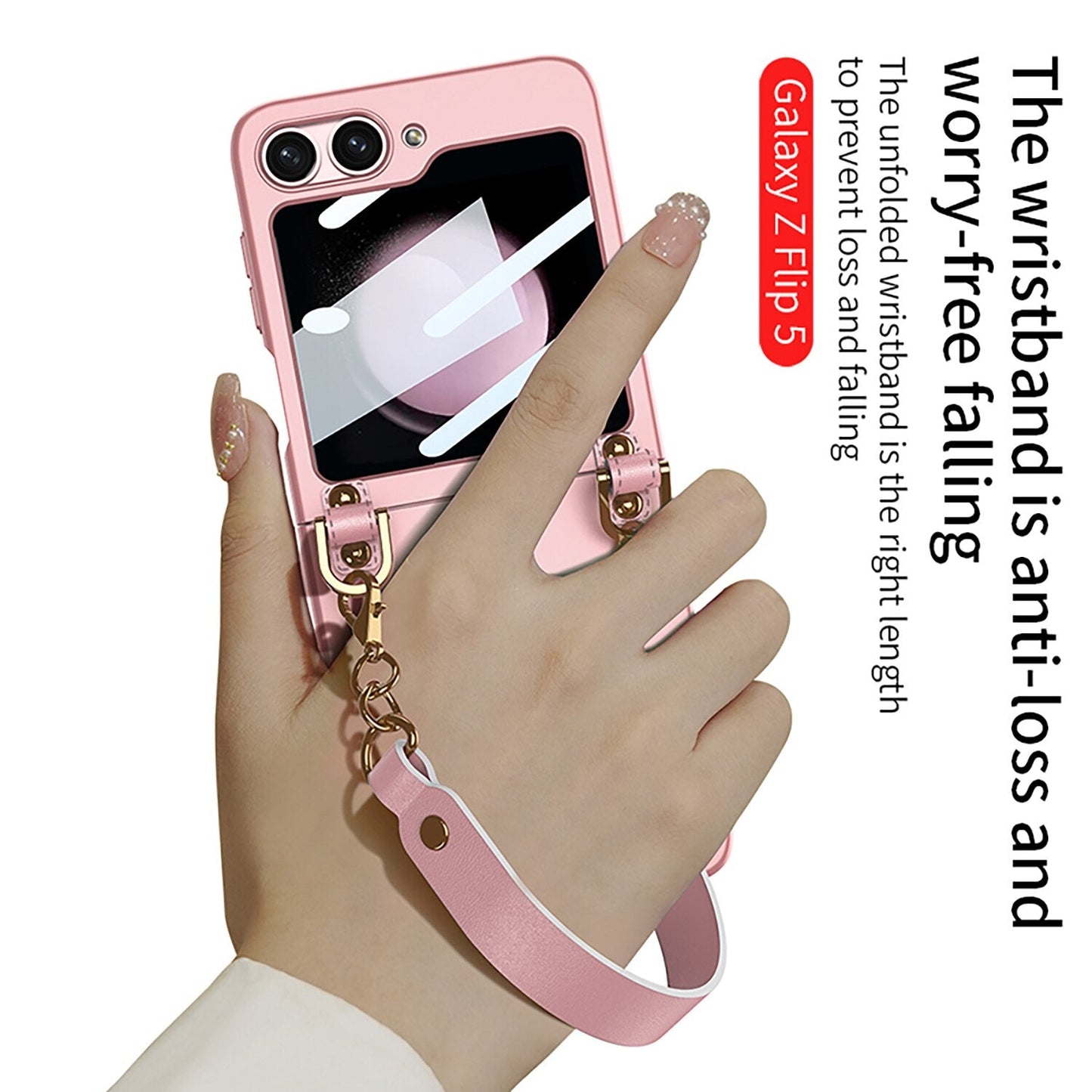 Electroplating Wrist Strap Case for Samsung Galaxy Z Flip Series