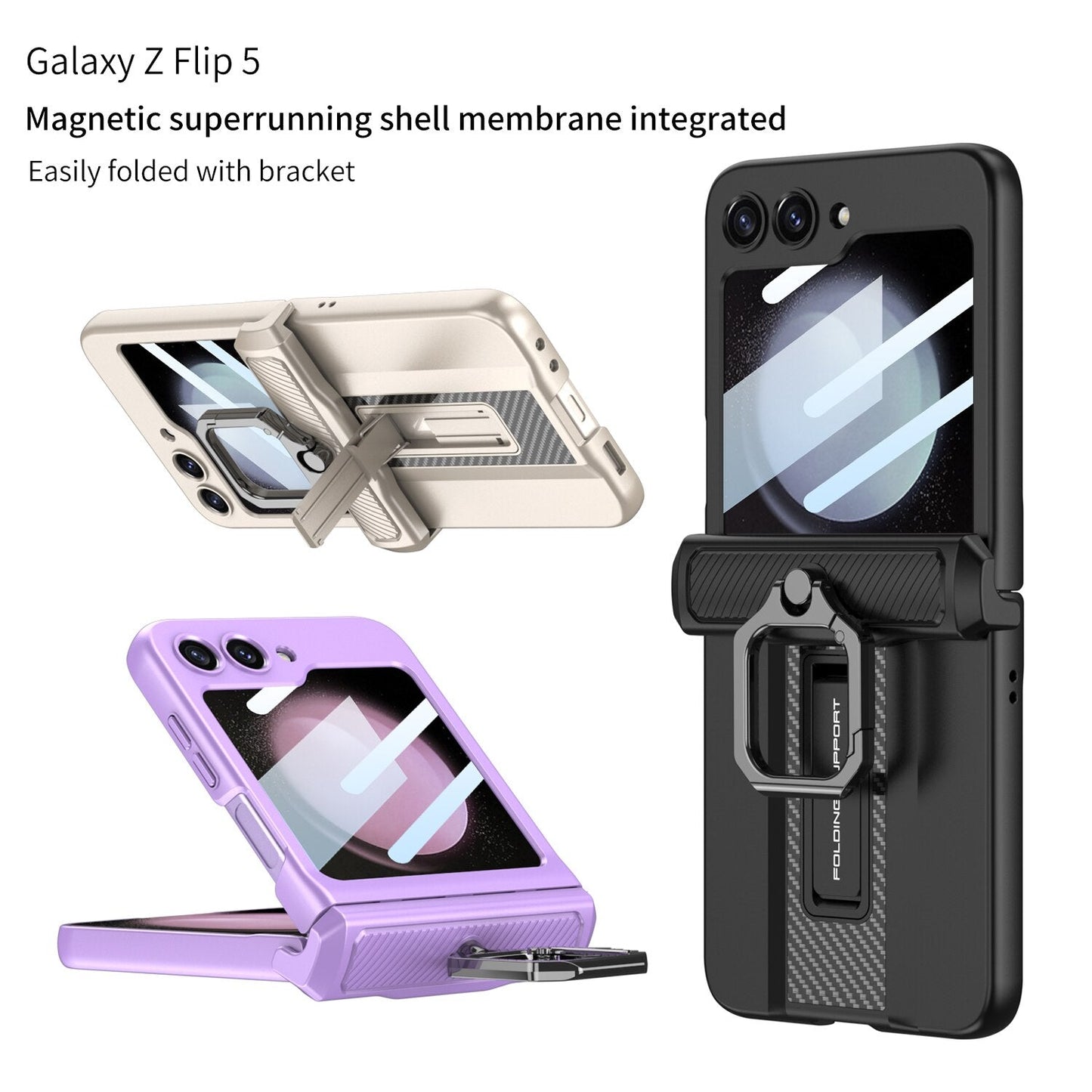 Armor Case with Ring Holder & Magnetic Hinge Protective For Samsung Galaxy Z Flip Series