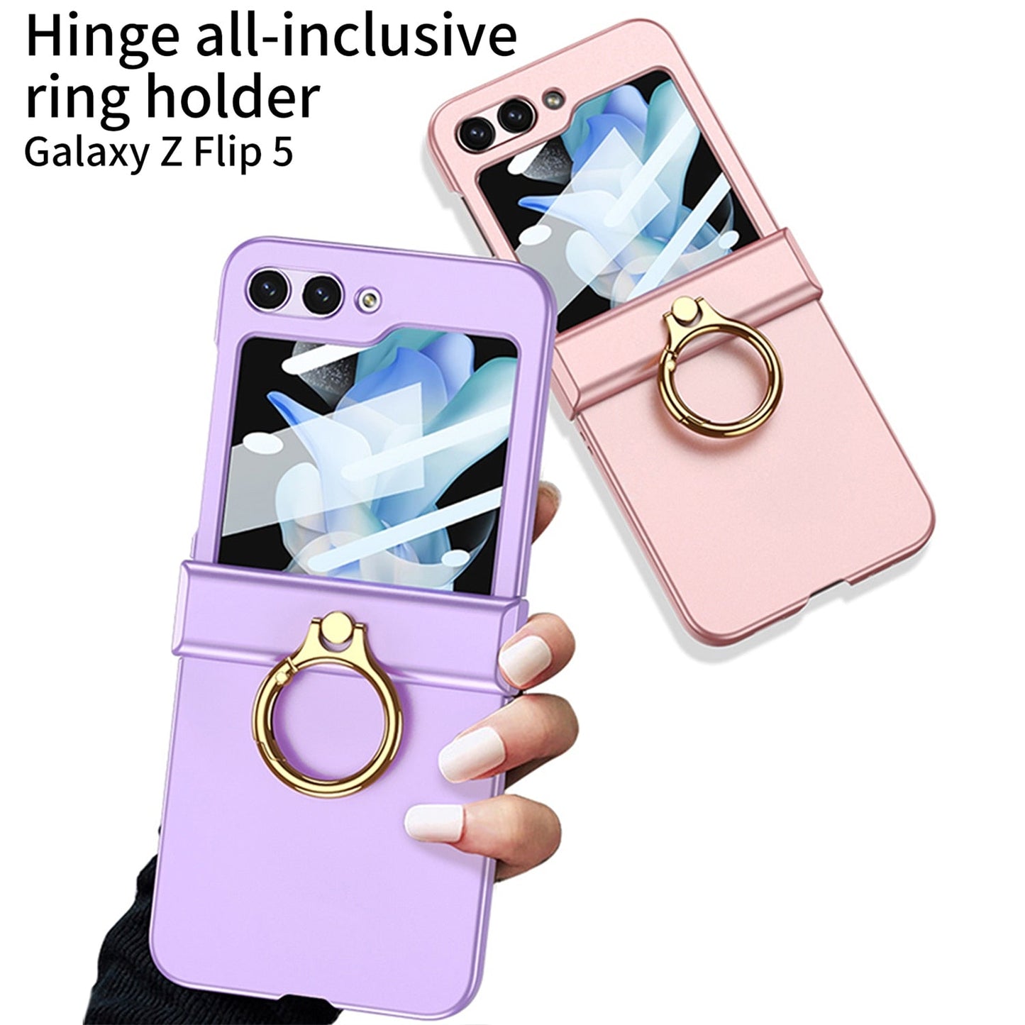 Ultra-thin Matte Case with Ring Bracket & Screen Protective For Samsung Galaxy Z Flip
