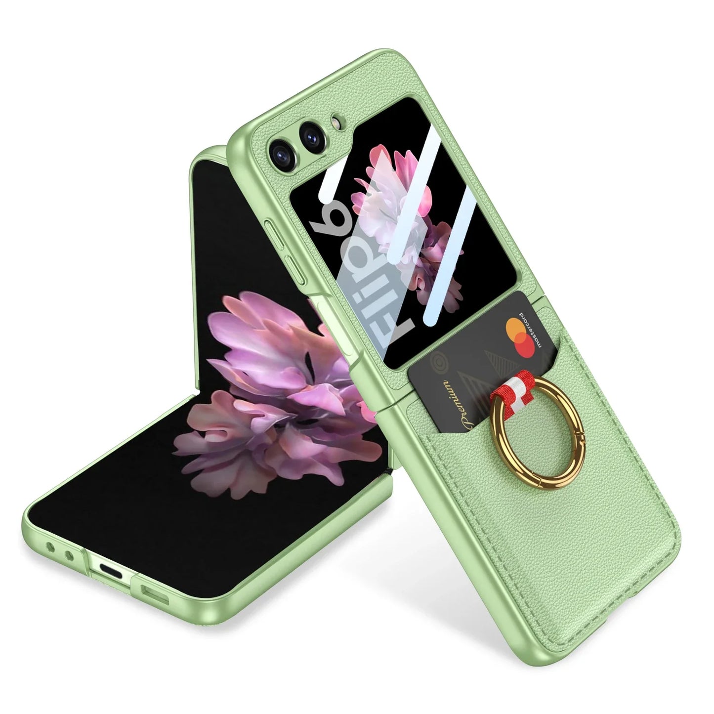 Leather Case with Ring Holder for Samsung Galaxy Z Flip Series