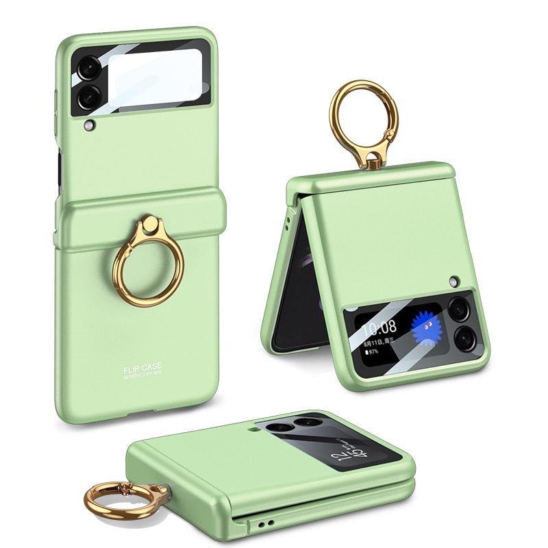 Armor Case with Ring Bracket Stand for Samsung Galaxy Z Flip Series (Magnetic Hinge Cover)