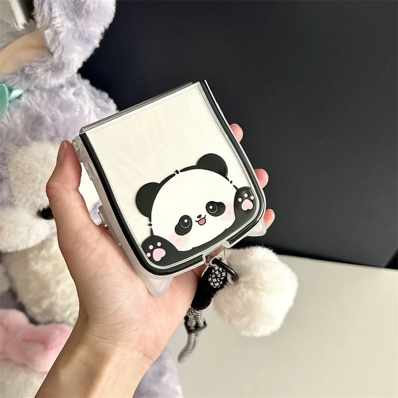Cute Panda Cat Ears Phone Case for Samsung Galaxy Z Flip 4/5/6/7
