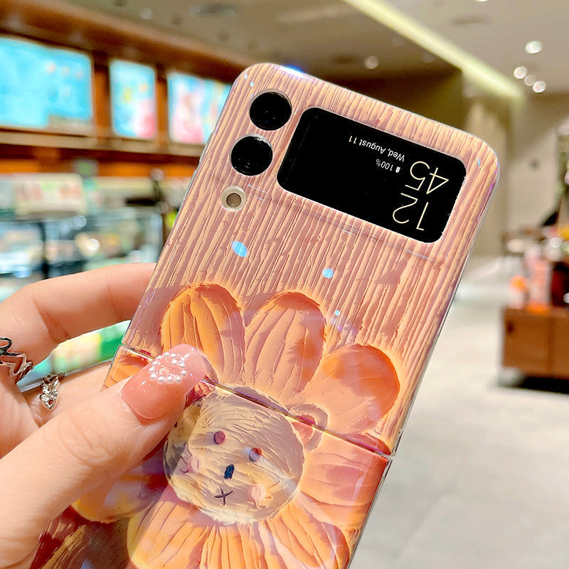 Blu-ray Oil Painting Flowers Case For Samsung Galaxy Z Flip Series