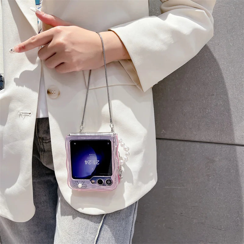Cute Pearl Bow Case for Samsung Galaxy Z Flip 7 & 6
