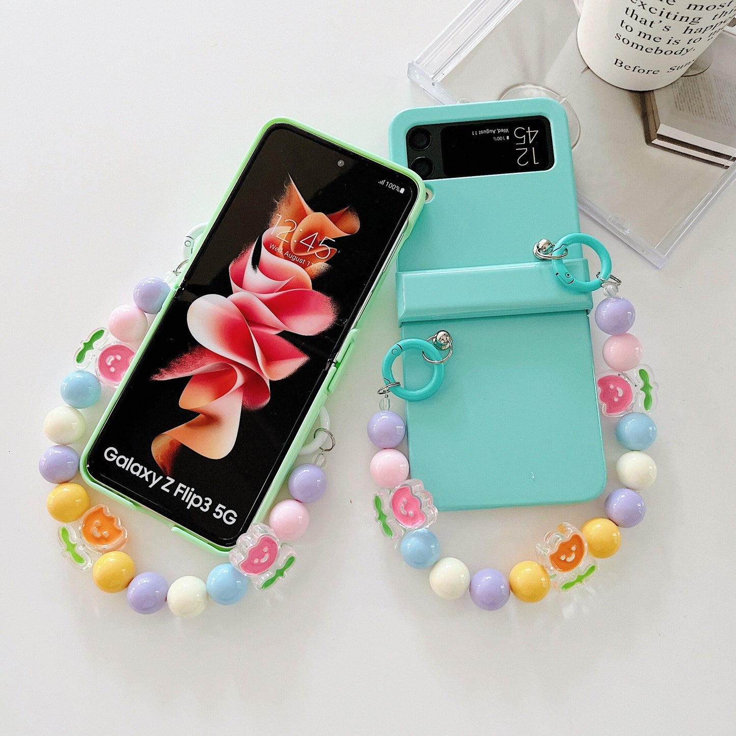 Cute Colorful Flowers Bracelet Phone Case For Samsung Galaxy Z Flip Series
