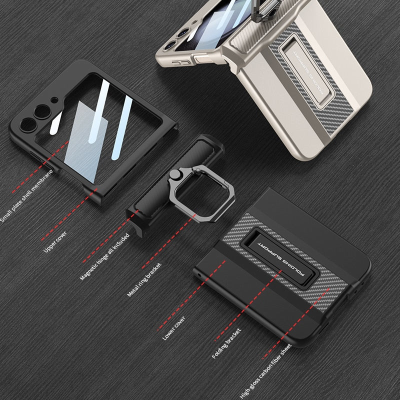 Armor Case with Ring Holder Magnetic Hinge Protective For Samsung Galaxy Z Flip Series