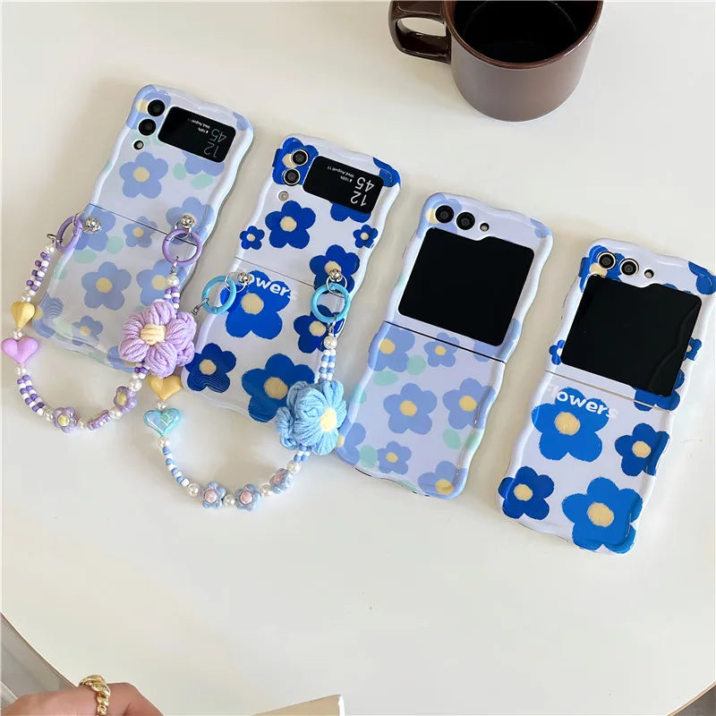 Cute Blue Flower Case for Samsung Galaxy Z Flip 7 & 6