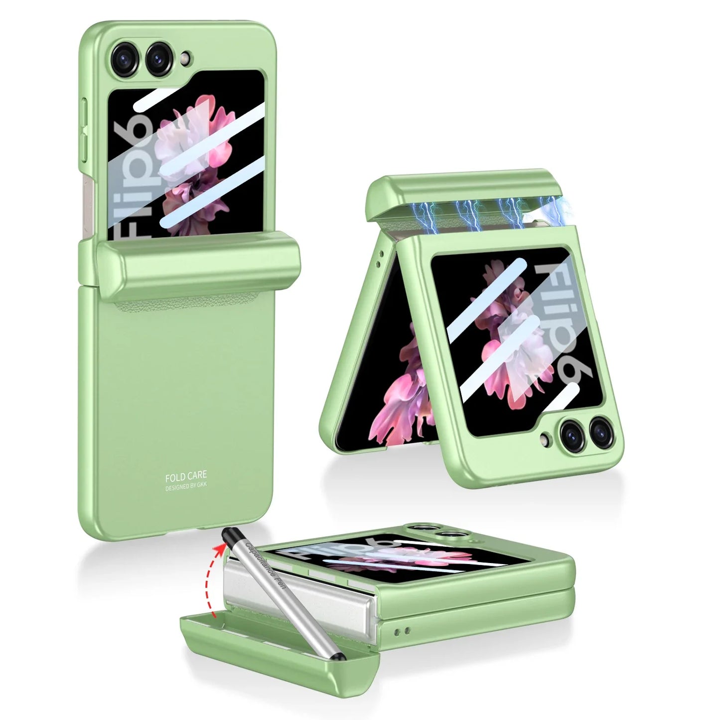 Shockproof Case with Magnetic Hinge Protection and Touch Pen for Samsung Galaxy Z Flip 7 & 6