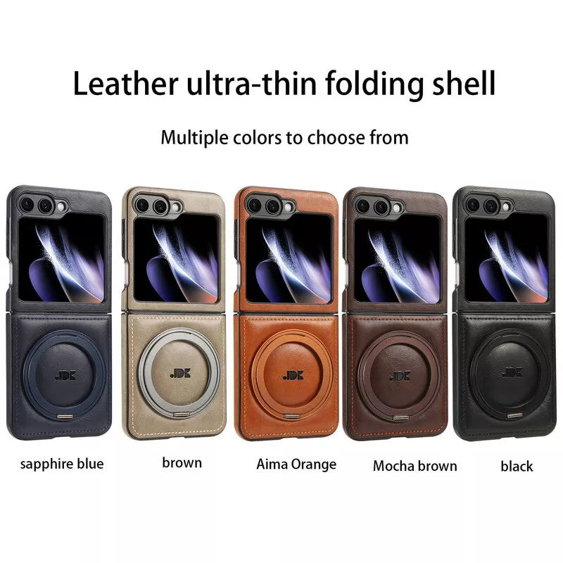 Ring Case for Samsung Galaxy Z Flip 7/6/5/4 – Shockproof Leather Cover