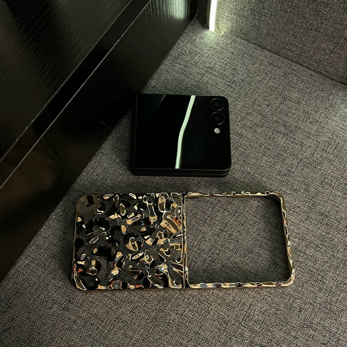 Gold Glossy Frame Case for Samsung Galaxy Z Flip – Luxury Protective Cover