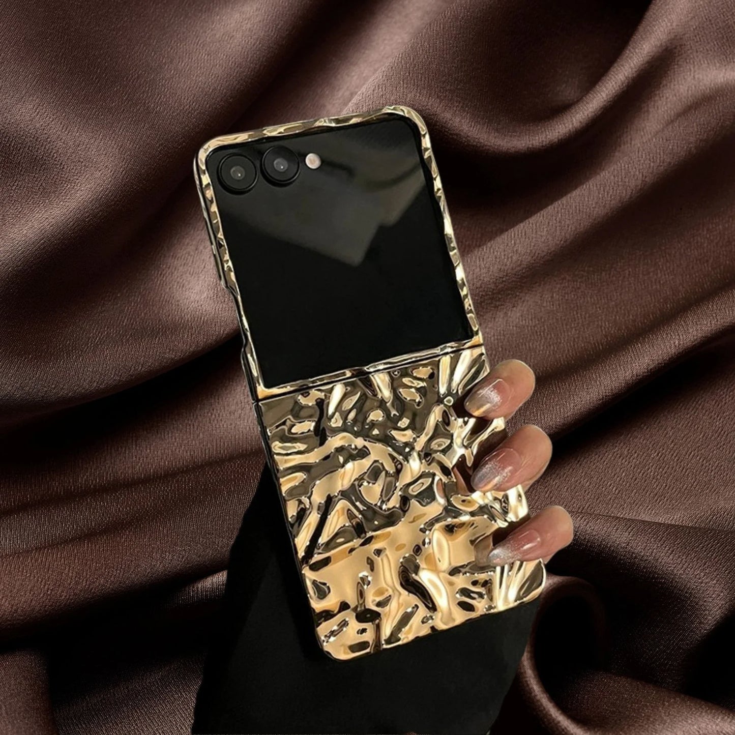 Gold Glossy Frame Case for Samsung Galaxy Z Flip – Luxury Protective Cover