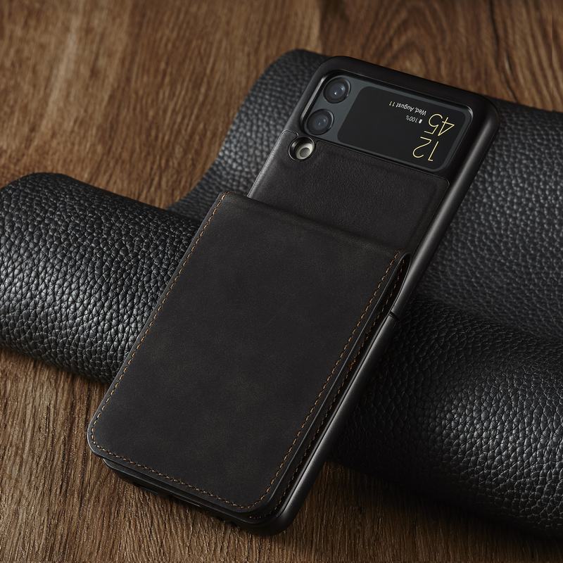 Luxury Leather Wallet Case For Z Flip