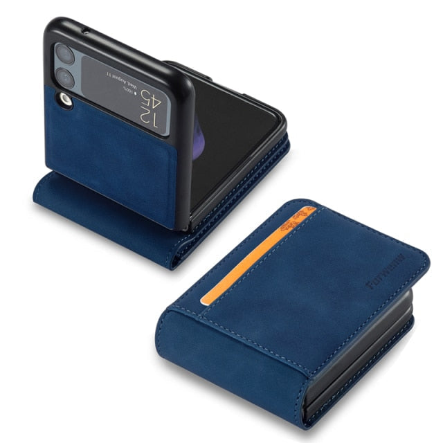 Luxury Leather Wallet Case For Z Flip