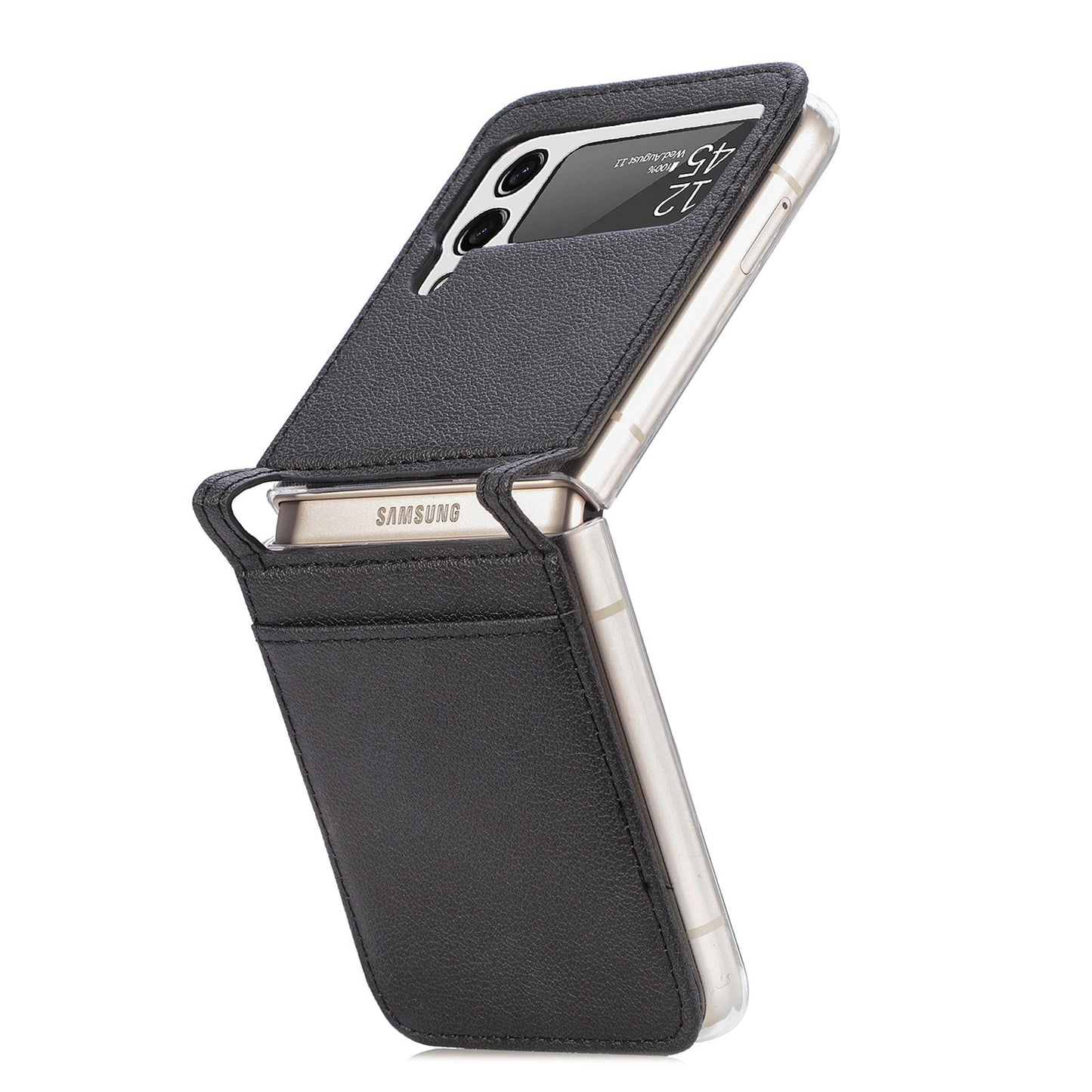 Leather Case With Card Holder For Z Flip Series
