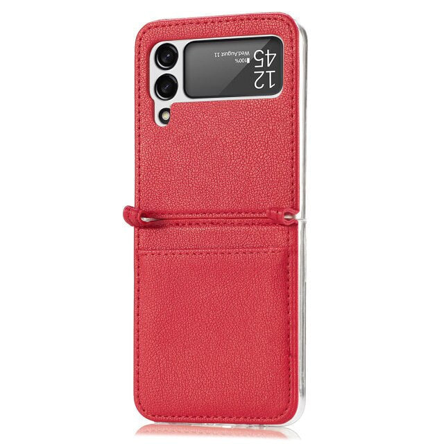 Leather Case With Card Holder For Z Flip Series