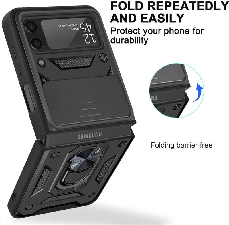 Drop Tested Cover with Magnetic Kickstand Car Mount Protective Case for Samsung Galaxy Z Flip 6 & 7