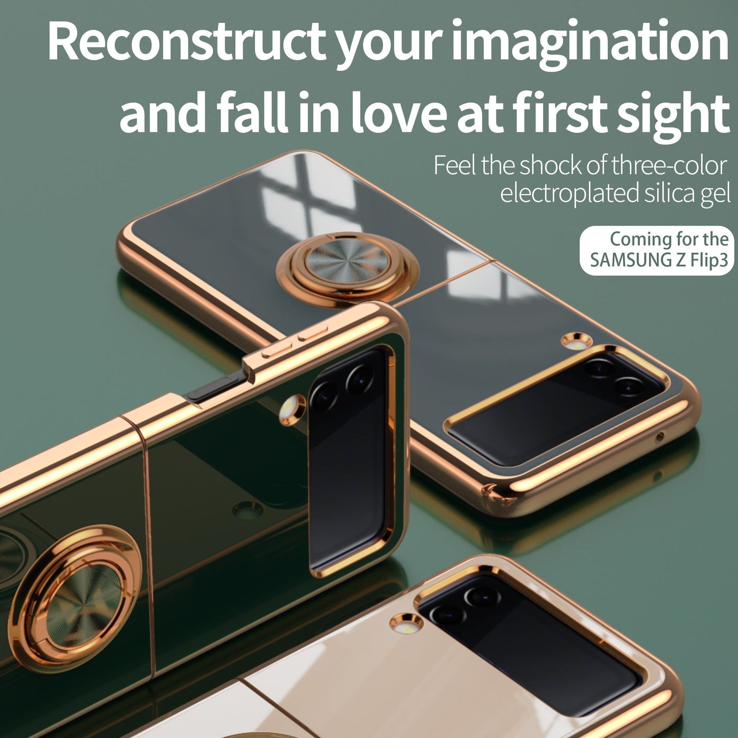 Luxury Electroplating Magnetic Ring Bracket Protective Cover for Samsung Galaxy Z Flip Series