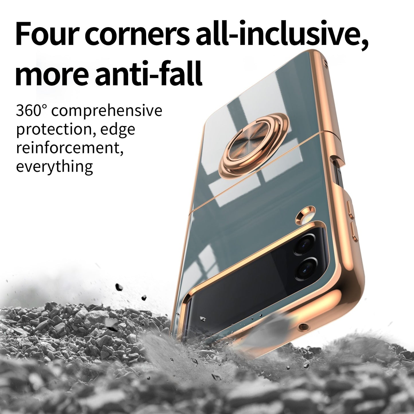 Luxury Electroplating Magnetic Ring Bracket Protective Cover for Samsung Galaxy Z Flip Series