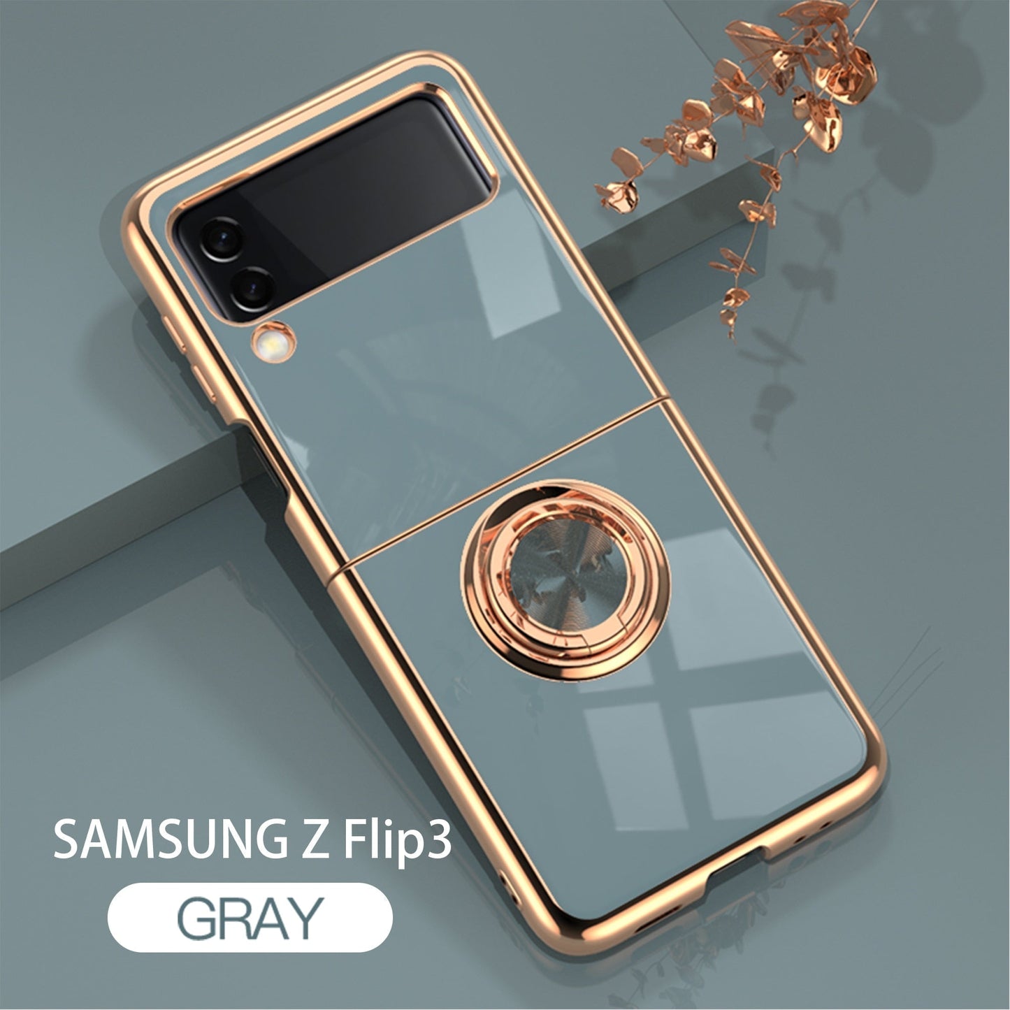 Luxury Electroplating Magnetic Ring Bracket Protective Cover for Samsung Galaxy Z Flip Series