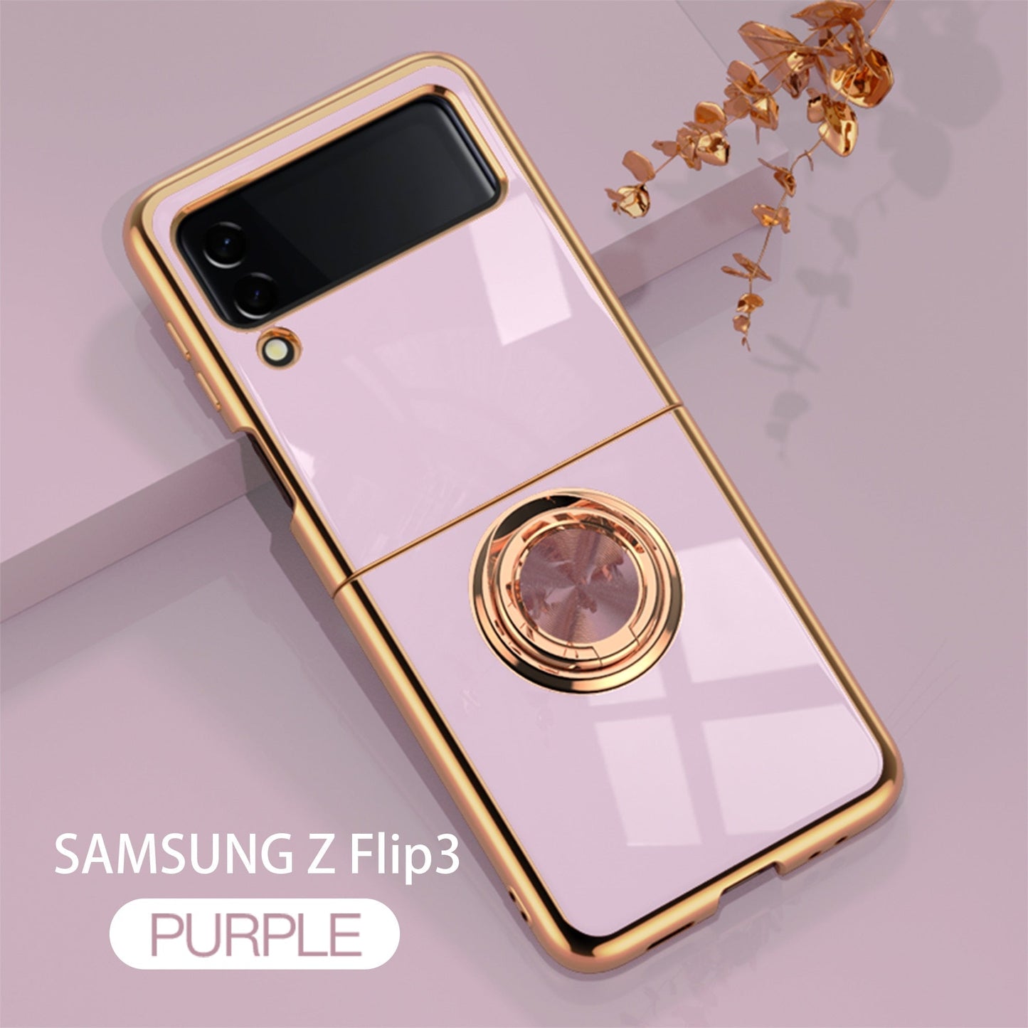 Luxury Electroplating Magnetic Ring Bracket Protective Cover for Samsung Galaxy Z Flip Series